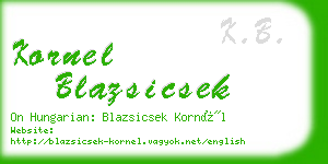 kornel blazsicsek business card